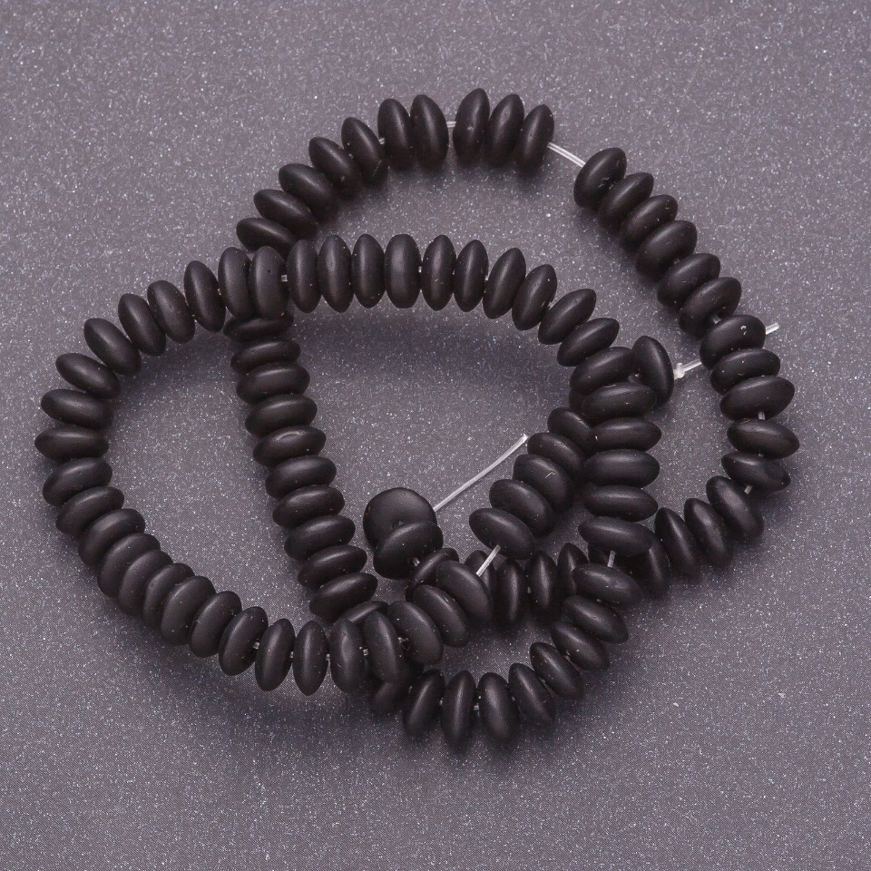 Shungite beads on thread (synthetic) smooth rondelle, 10x4.5 mm, length about 38 cm