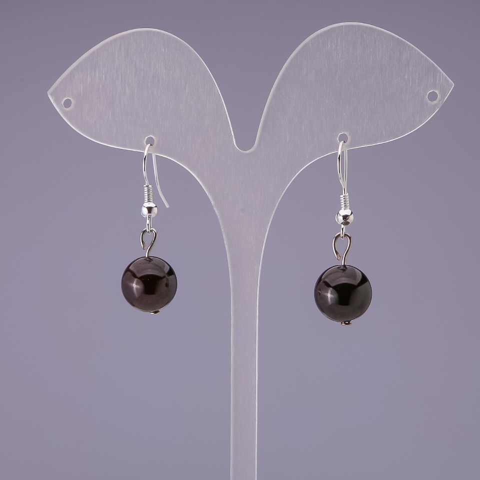 Garnet natural stone ball earrings, diameter about 10 mm, length 3 cm
