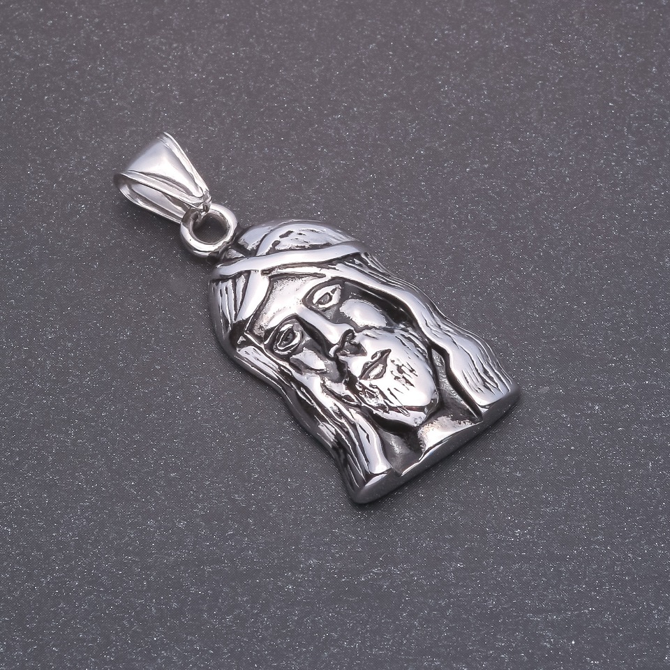 Pendant 'Face' gray metal 20x37x45mm