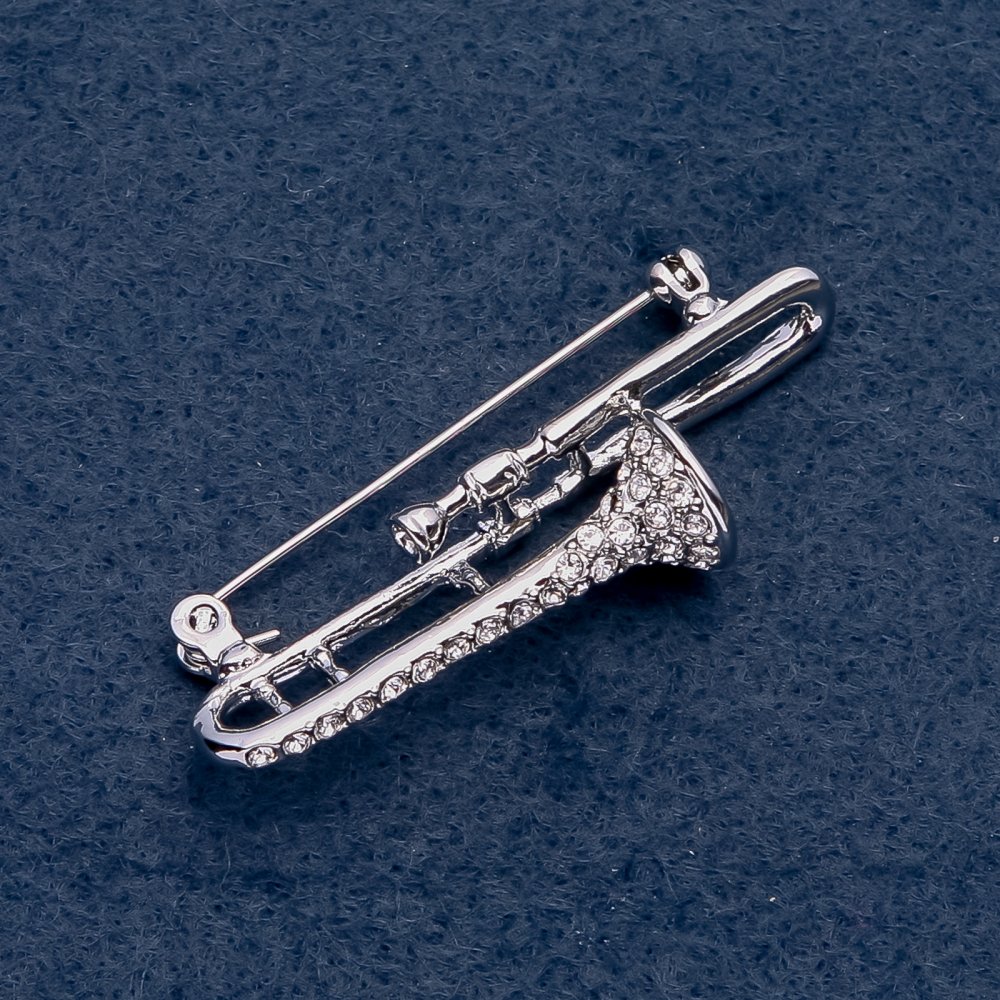 Musical Series Brooch 'Trumpet' 47×14 mm, metal color 'Silver'