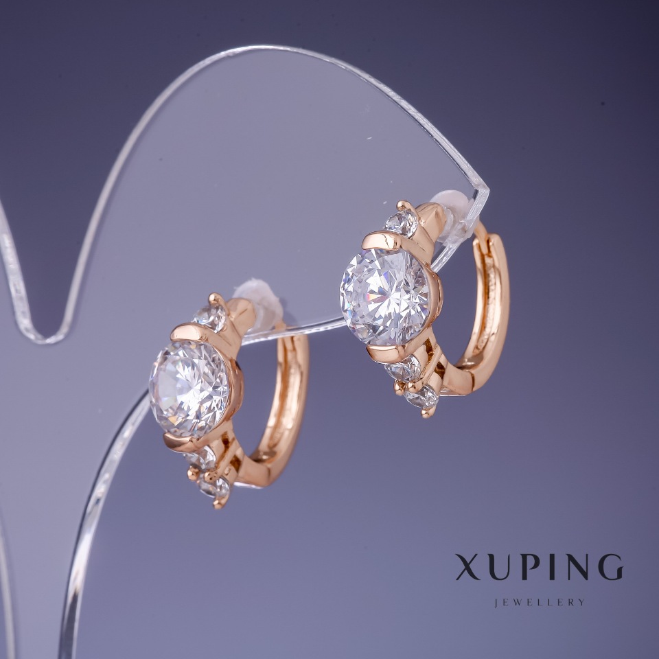 Xuping Earrings with White Crystals 17x8mm "18K Gold Plating"
