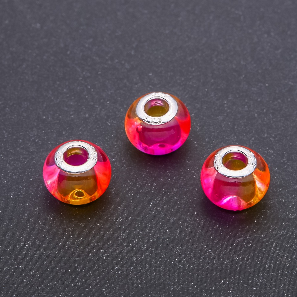 Pandora Plastic Bead, 14×10 mm, 4.5 mm hole, faceted, 6 pcs