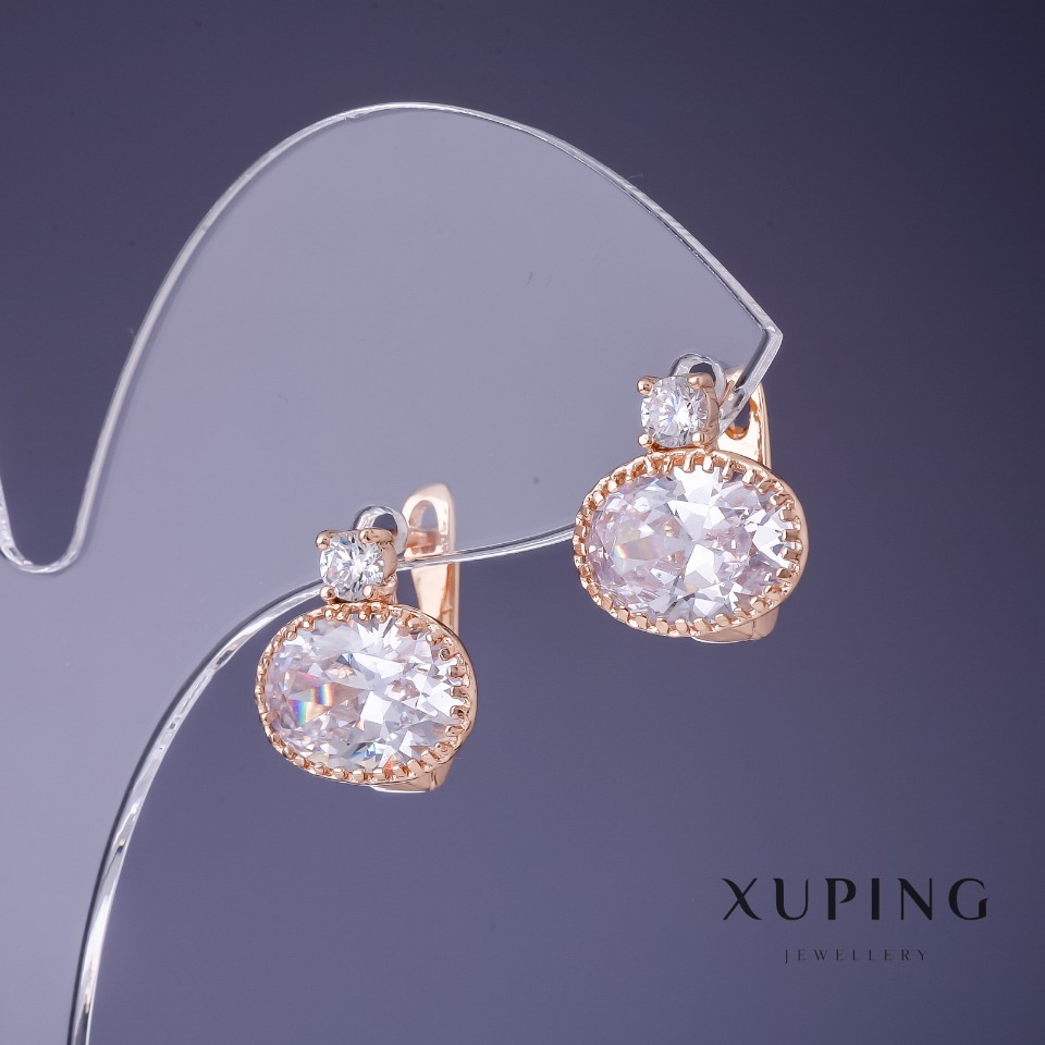 Xuping Earrings with White Stones 13x12mm '18K Gold Plating'