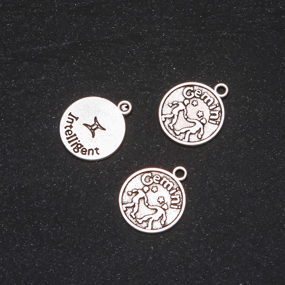 Gemini Zodiac Pendant, diameter 17 mm, packaging 20 g ± 12 pcs