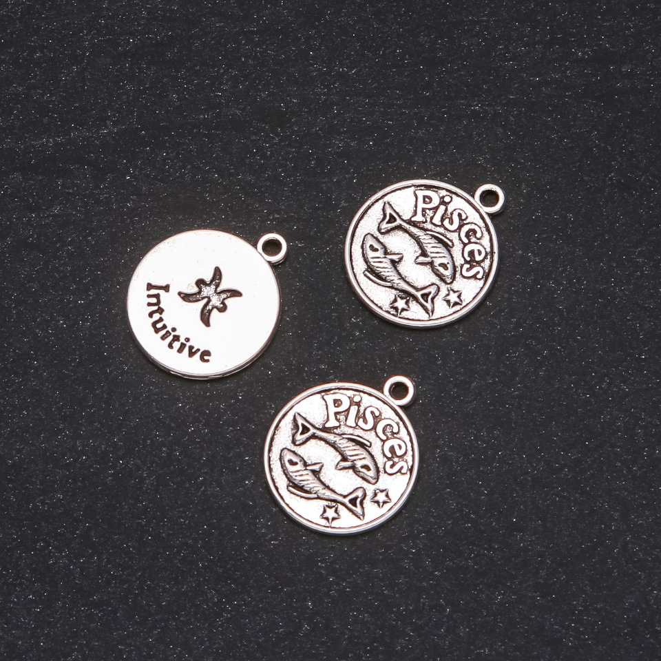 Pendant hardware Zodiac Pisces, 17 mm diameter, packaging 20 g ± 10 pcs