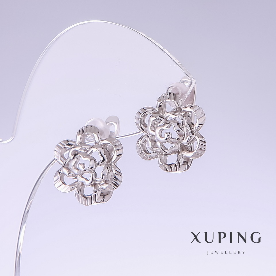 Xuping Earrings, length 15mm, thickness 14mm, rhodium
