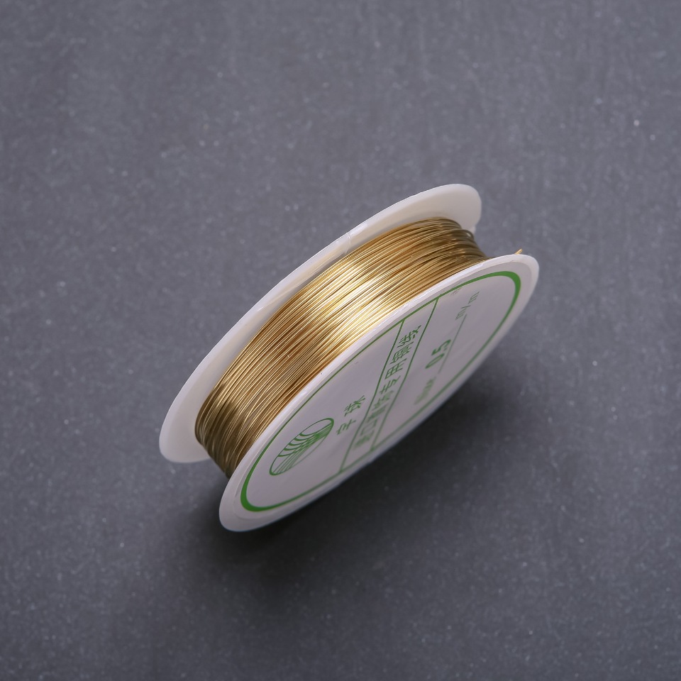 Lemon-gold colored jewelry wire, diameter 0.5 mm, 7 m spool
