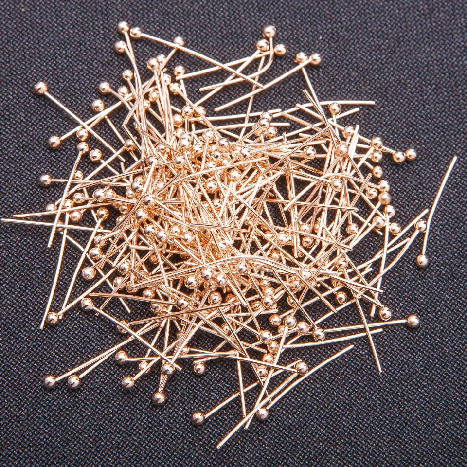 Фурнітура Пін капелюшок кулька жовтий метал, довжина 40мм 390г