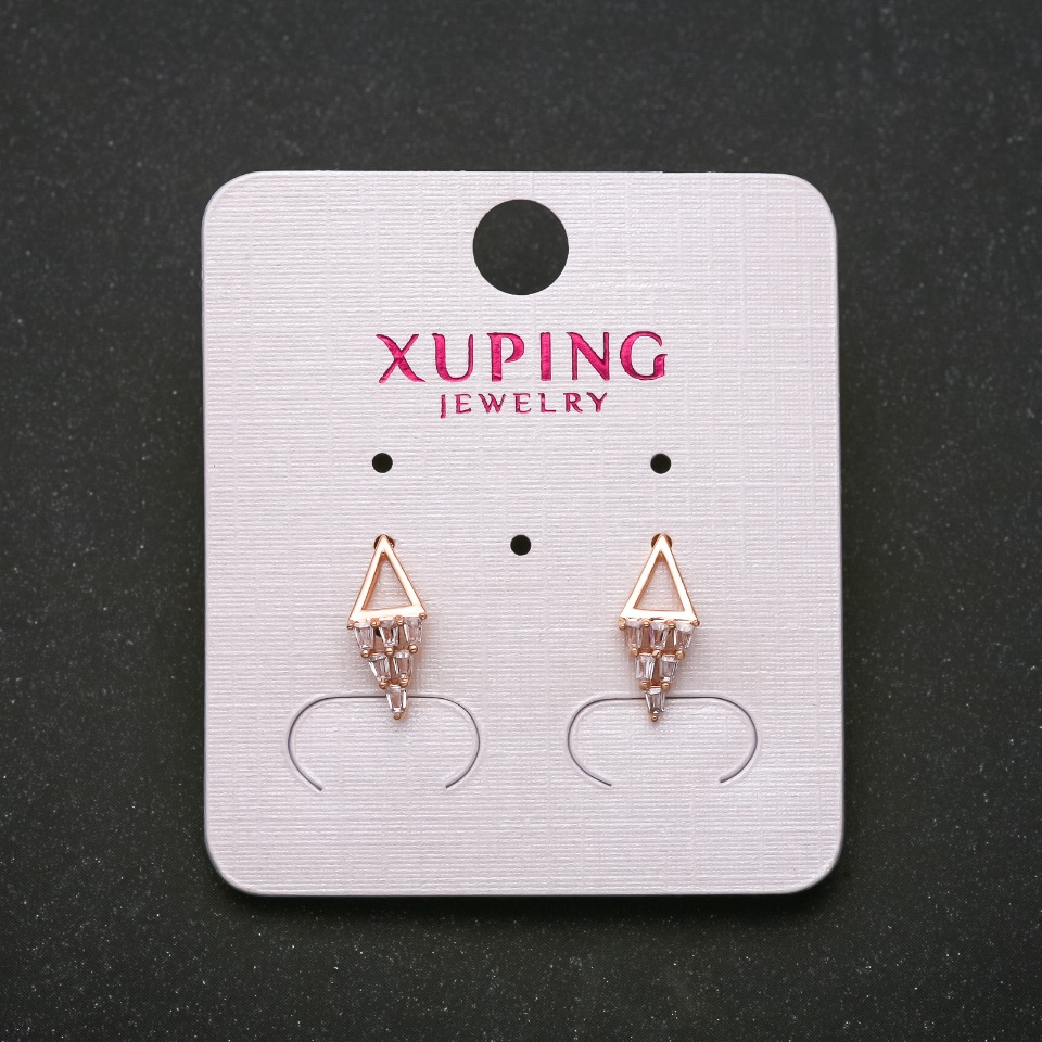 Xuping stud earrings with white stones, 14 mm length, 18K gold plating