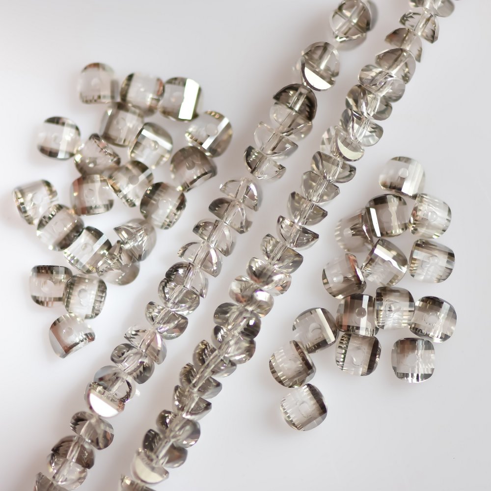 Crystal beads in Swarovski style, silver-gray with plating, diameter 2.5×4 mm, on a 48 cm strand