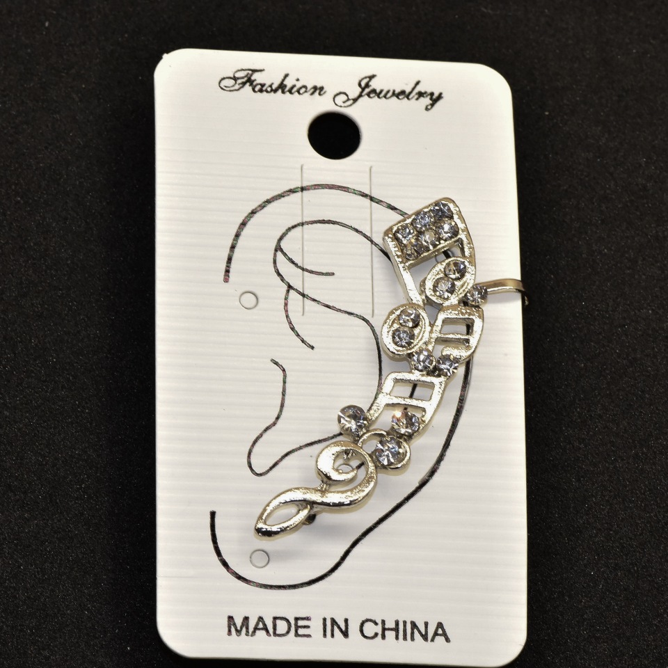 Clip-on earring, 45 mm long, white metal