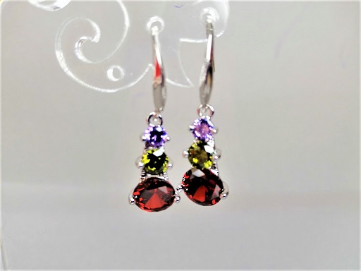 Drop Earrings with Multicolored Crystals