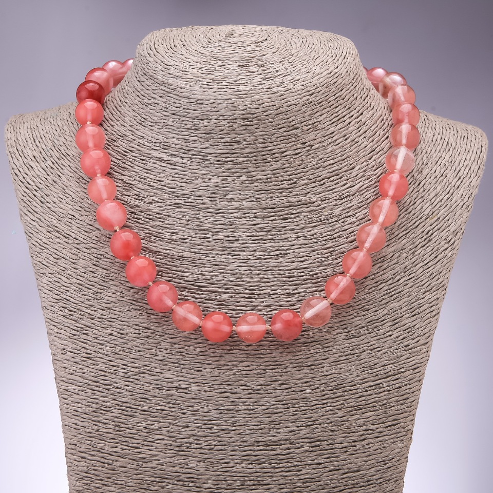Chalcedony Necklace - Smooth Bead, 12 mm Diameter, 45 cm Length