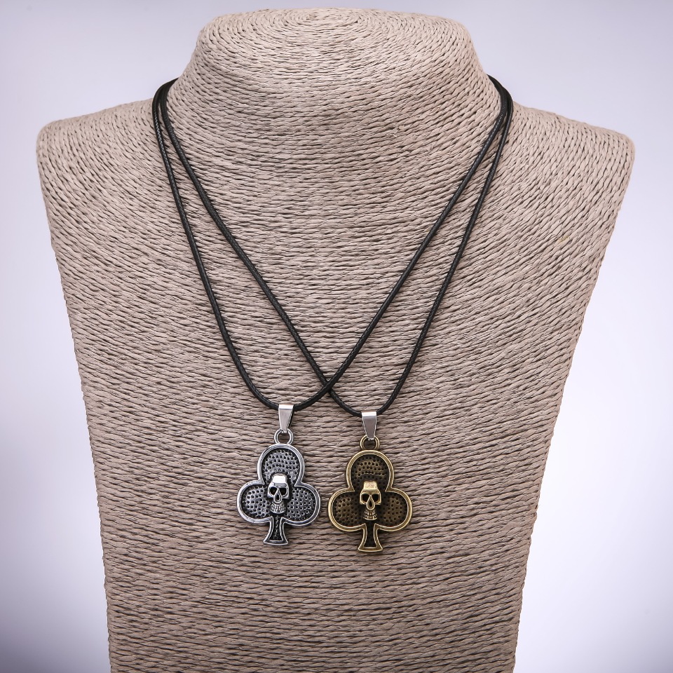 Matching friendship pendants Trefoils with skulls, length 42–48 cm, diameter 25×35 mm