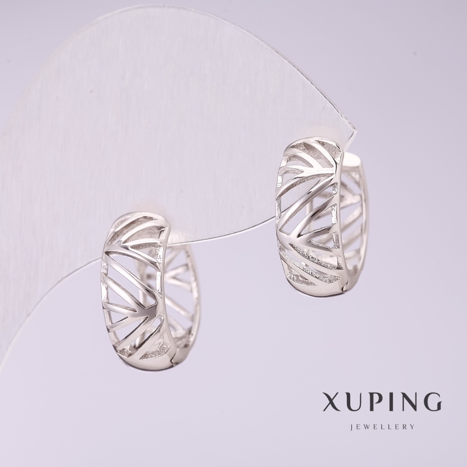 Xuping 6x14mm Rhodium Earrings