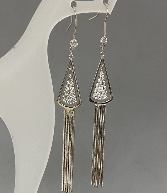 Brush Earrings 73x11mm Silver Metal