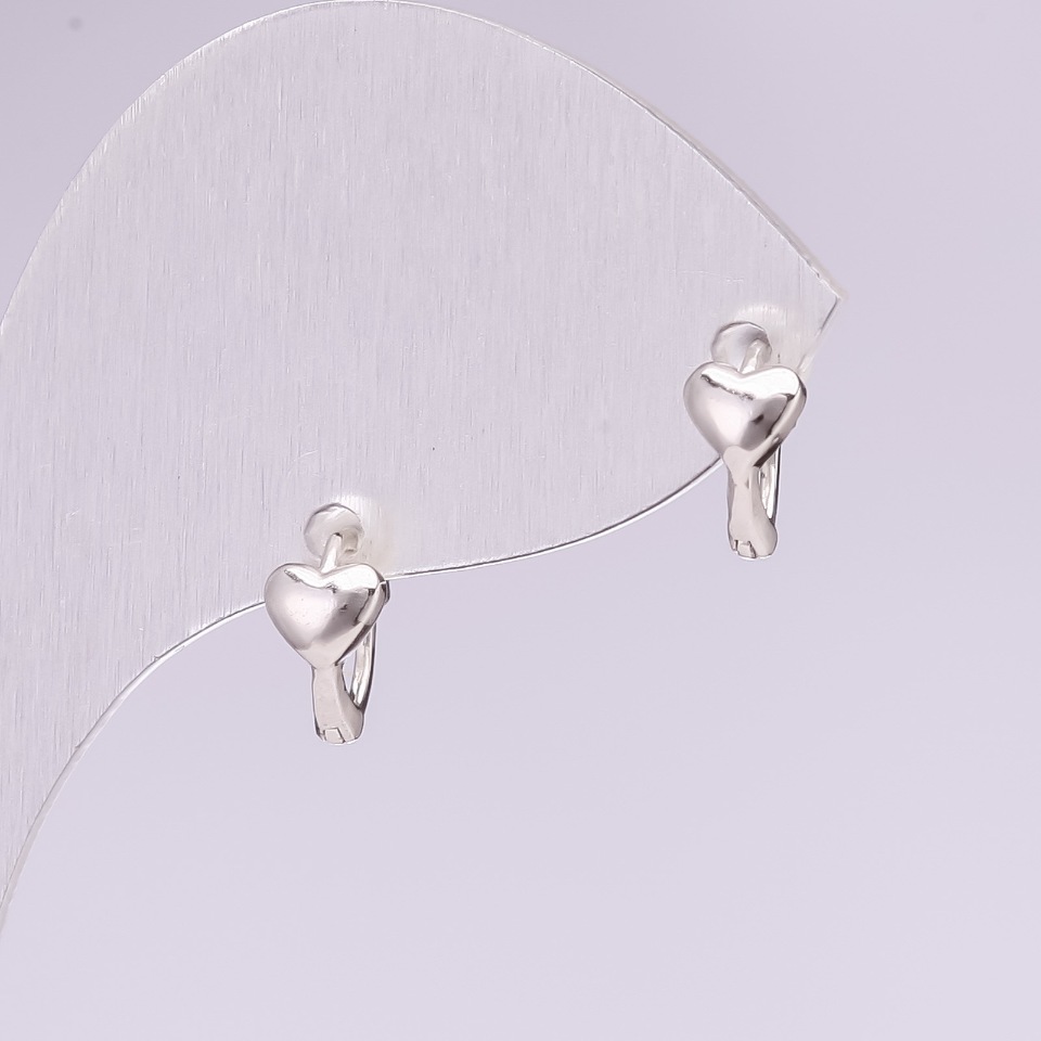 Heart Earrings, 925 Series, 5×8 mm, silver-colored metal, Korea