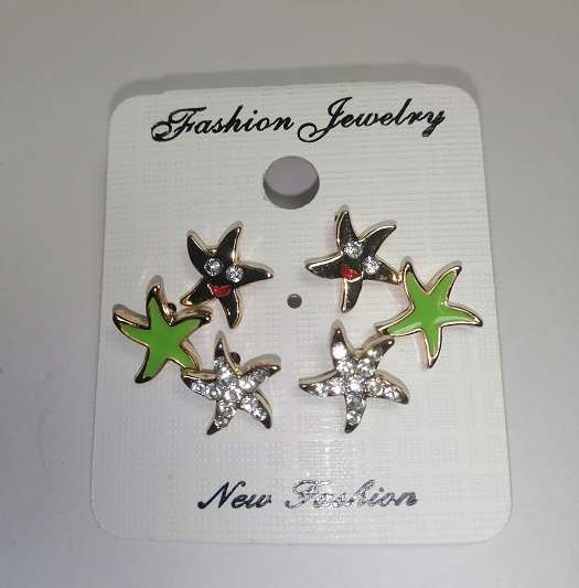 Set of 3 pairs of stud earrings