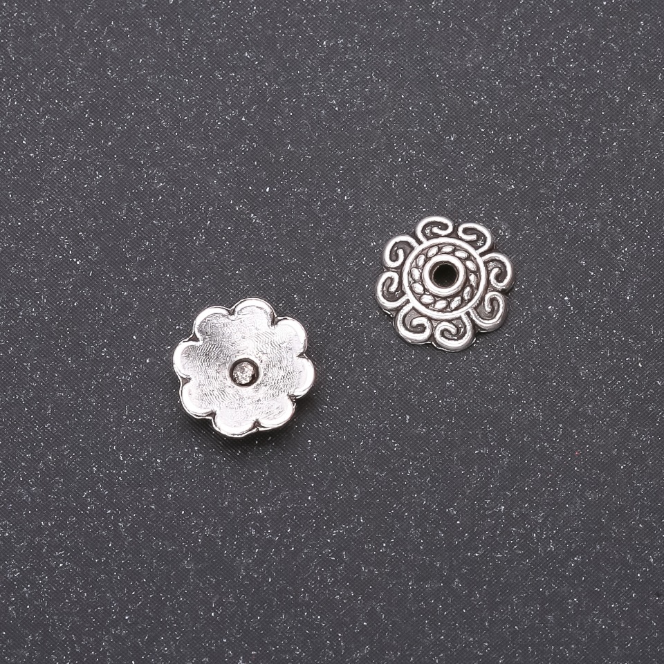 End cap (bead cap) for beads, 8mm, inner diameter 2mm, packaging 20 g (63 ± pieces). Color: Silver