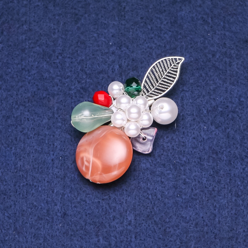 Brooch 'Flower with Agate' 34×53mm