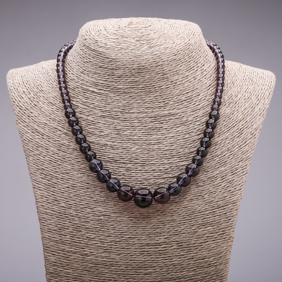 Amethyst Bead Necklace (artificial) graduated beads, 6-14 mm diameter, 45 cm length