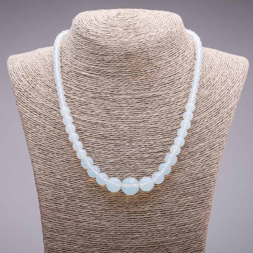 Moonstone Necklace (synthetic) Graduated Faceted Beads, 6-13 mm, 45 cm long