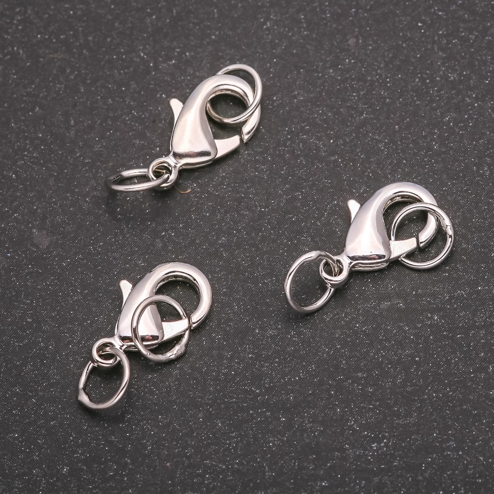 Carabiner clasp 8×15 mm silver-colored metal