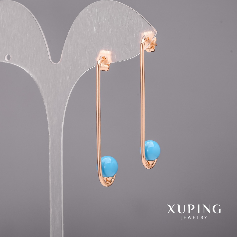 Xuping Earrings with Mallorca Pearls 8x48mm 18K Gold Plating