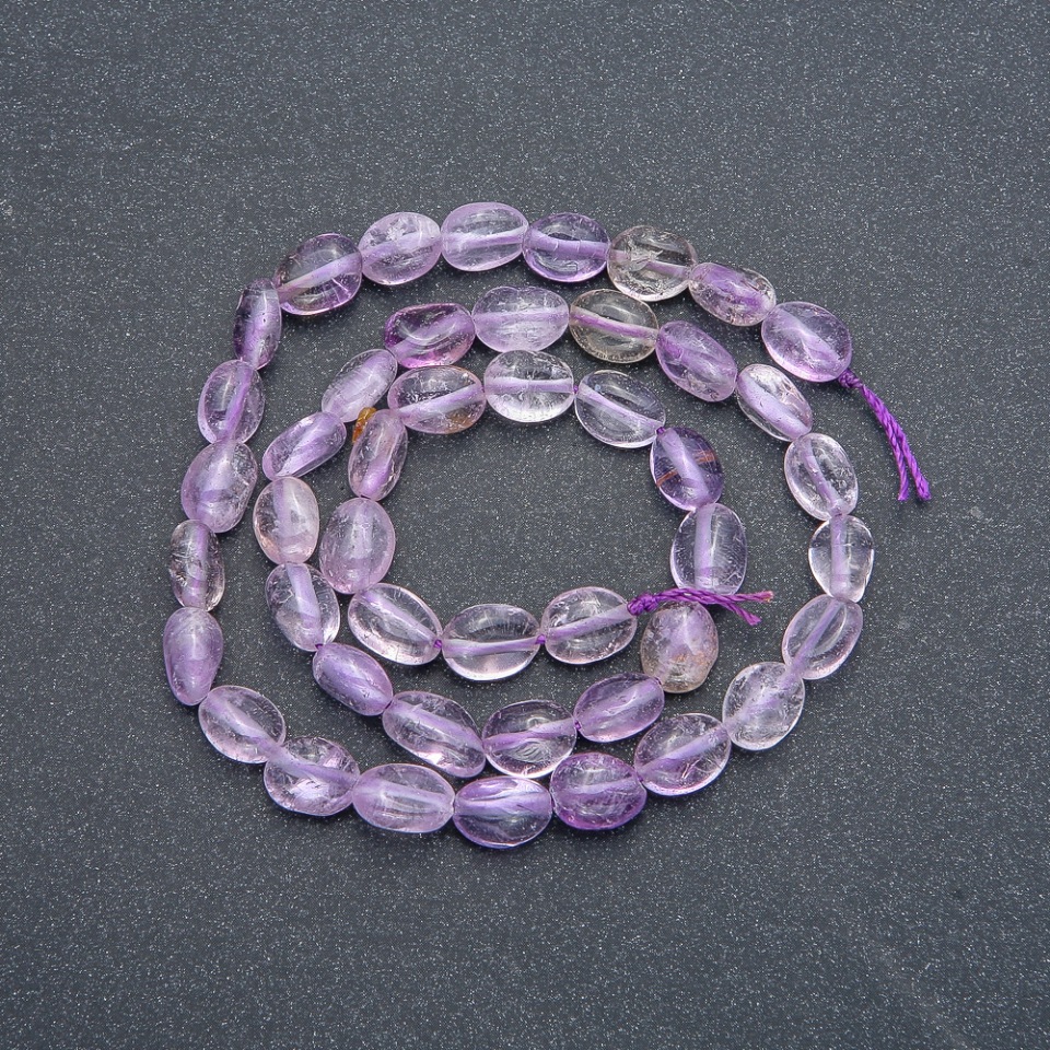 Amethyst cabochon beads on thread of natural stone, diameter 7x6 mm, length 40 cm +