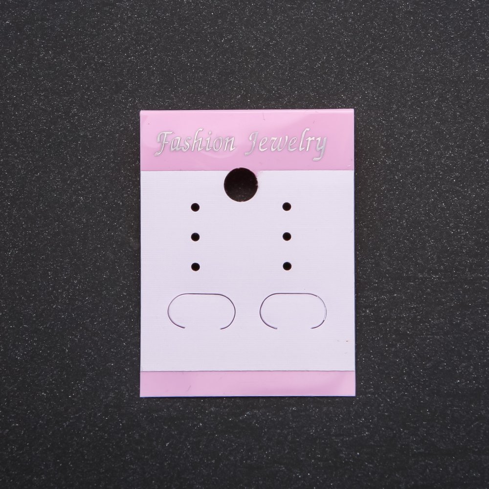 Pink earring display card 5×3.7 cm, pack of 100