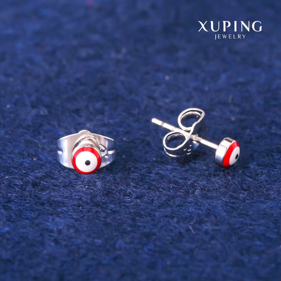 Xuping stud earrings 'Red Eye' rhodium 4mm
