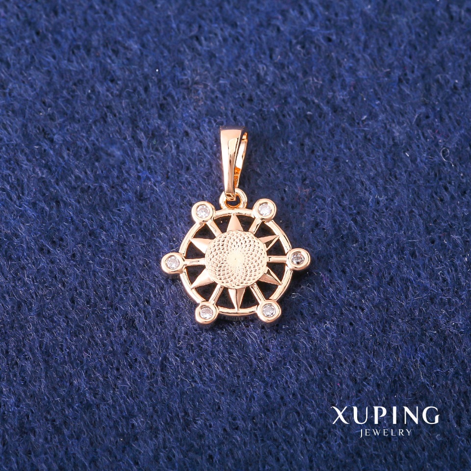 Xuping Pendant with White Stones 14x19 mm, 18K Gold Plating