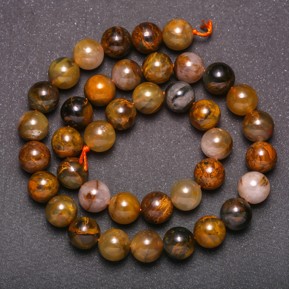 Petersite natural stone beads - smooth round ball, 10 mm diameter, 38 cm length
