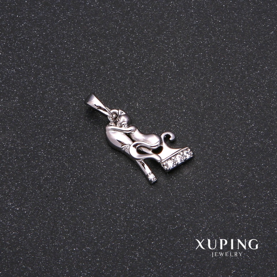Xuping Pendant with White Stones Rhodium-Plated