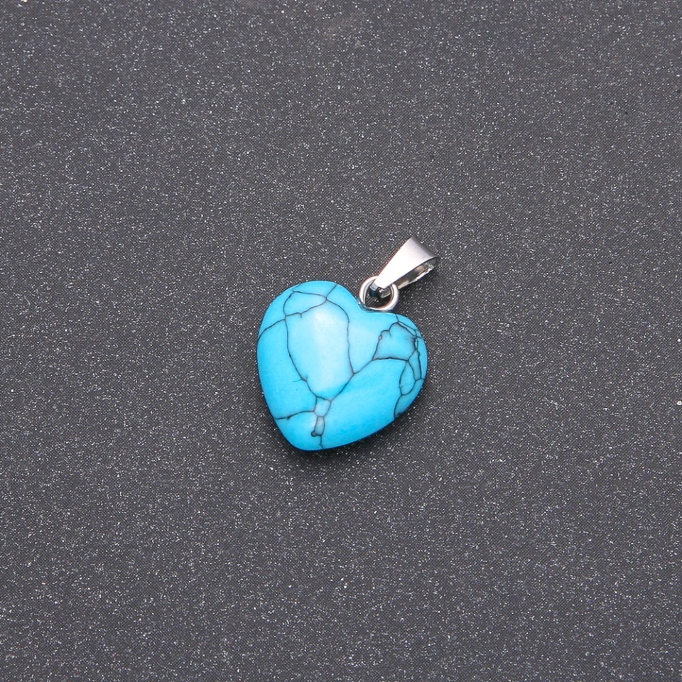 Blue Turquoise Heart Pendant 14×14×23(±)mm