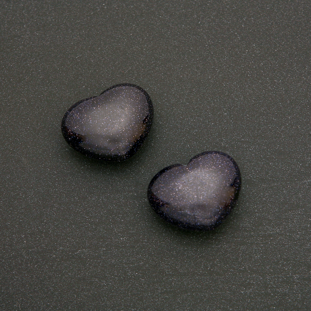 Aventurine Heart Souvenir 'Night of Cairo' Blue Sand (+-) 21×27 mm