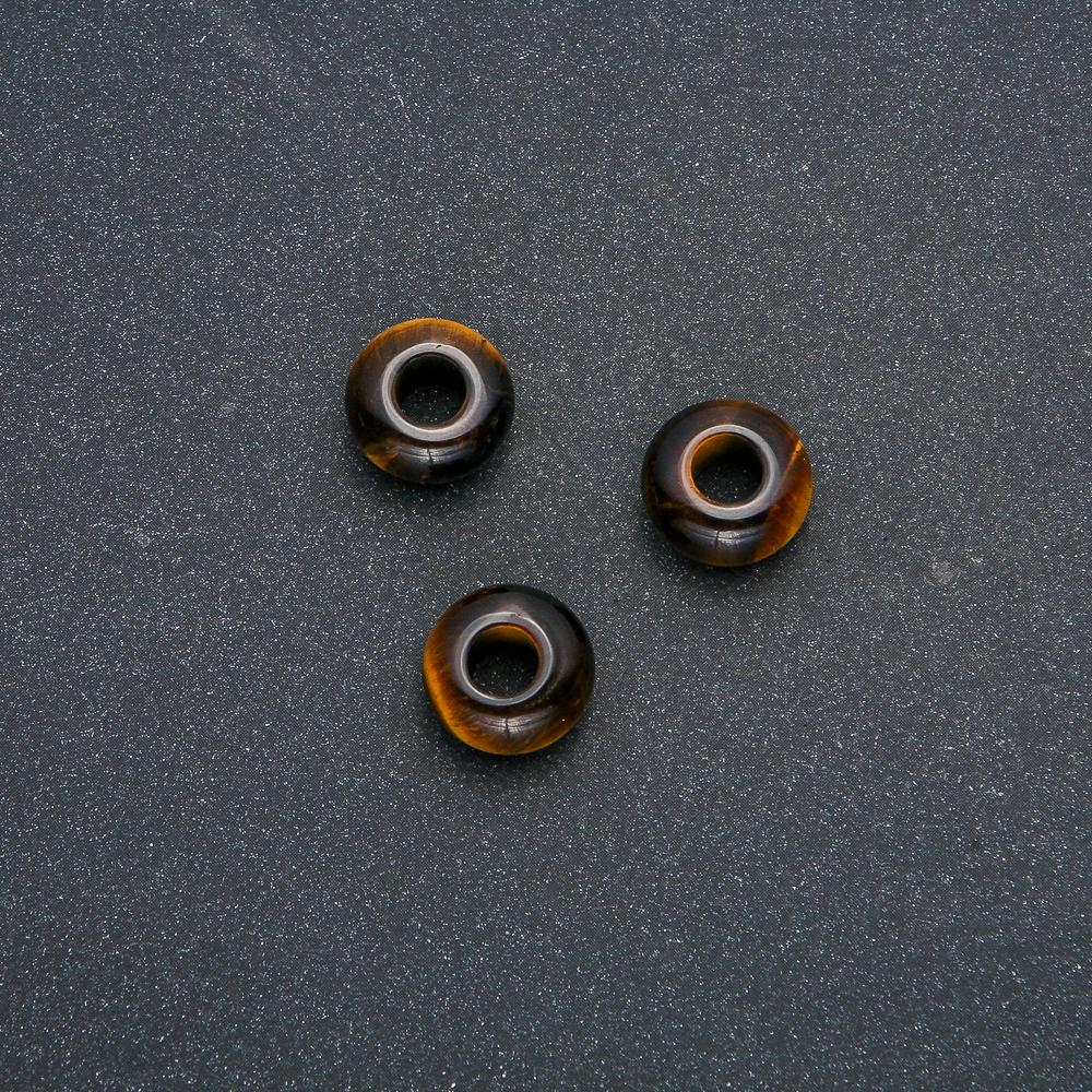 Намистина Пандора натуральний камінь Тигрове Око 14х7мм, діаметр отвору-5, 5мм +