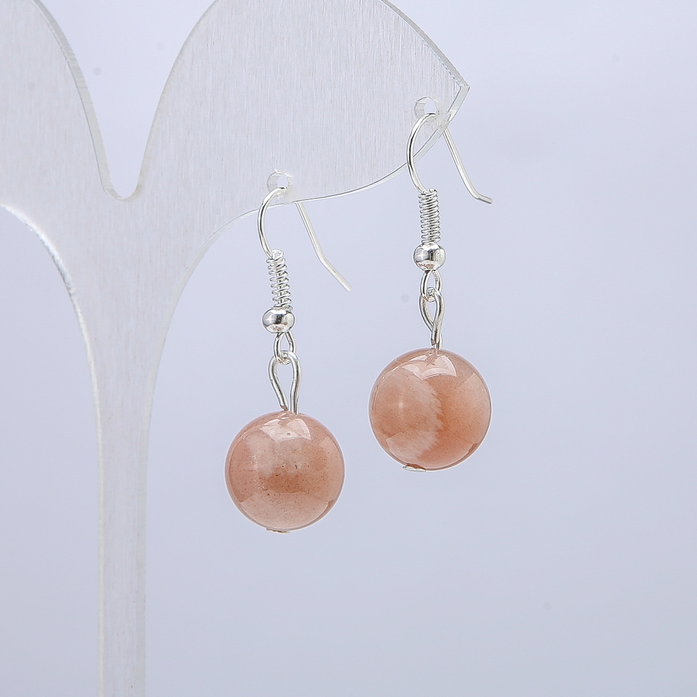 Natural Selenite Stone Earrings, 12 mm Diameter, 35 mm Length +