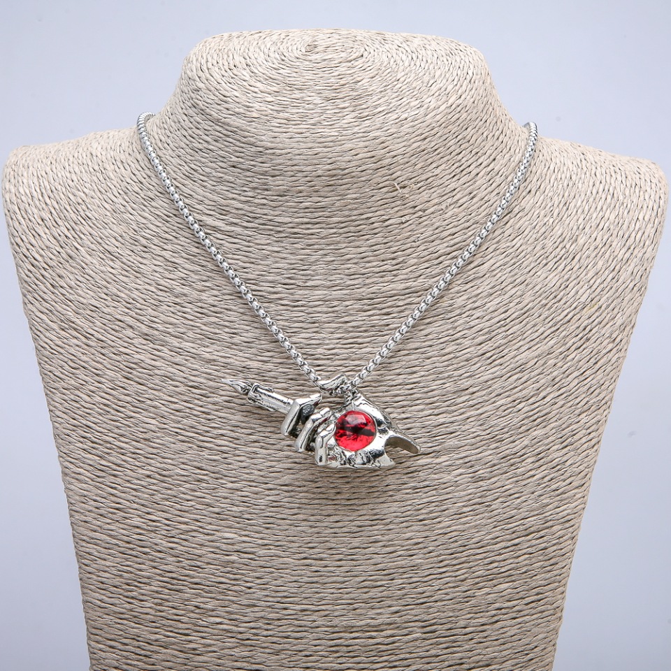 Pendant 'Hand-Candle Dragon's Eye' 60×30mm on chain, length 70 cm, silver-colored metal