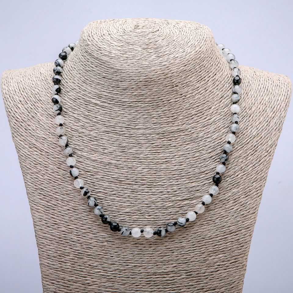 Rutilated Quartz Necklace with a Smooth Bead, 6mm Diameter, 45cm+ Length