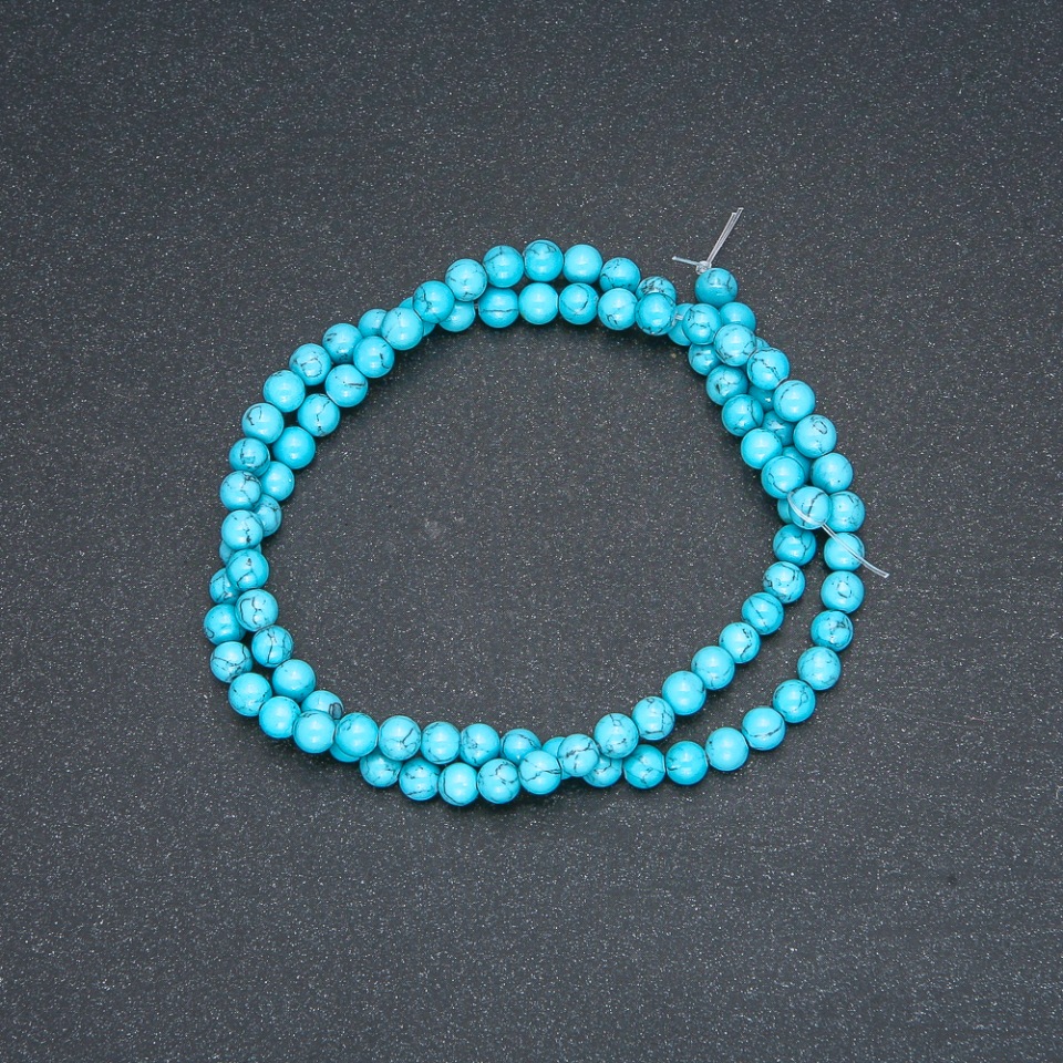 Turquoise beads (pressed) smooth ball, diameter 4mm + -, length 40cm +
