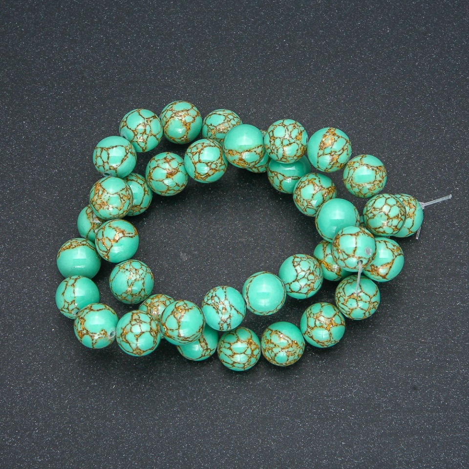 Beads Imperial Jasper Green (pressed) smooth spheres, diameter 10 mm + -, length 40 cm +