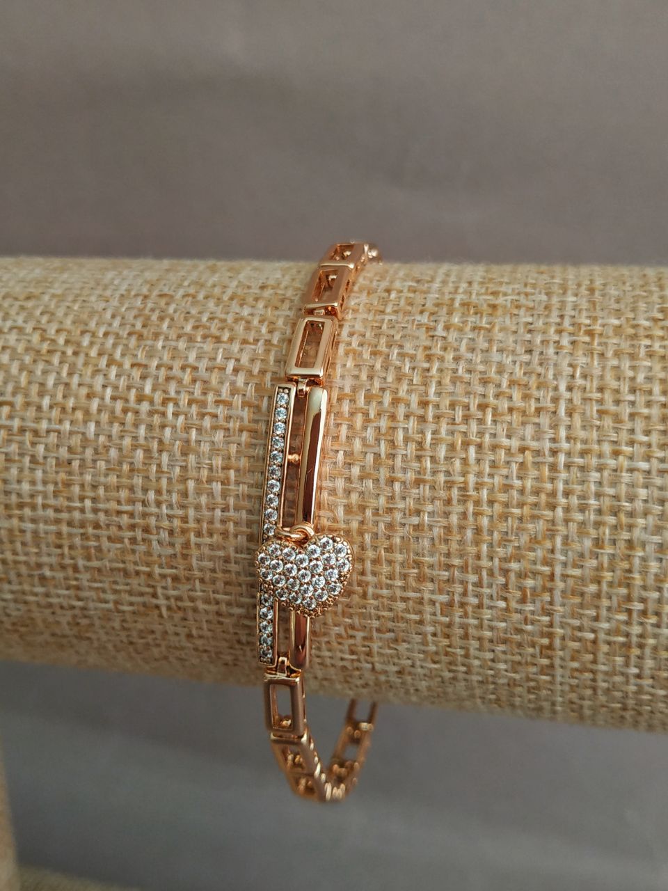 Xuping Bracelet with 18K Gold Plating and White Crystals, length 17-19 cm, thickness 4 mm +