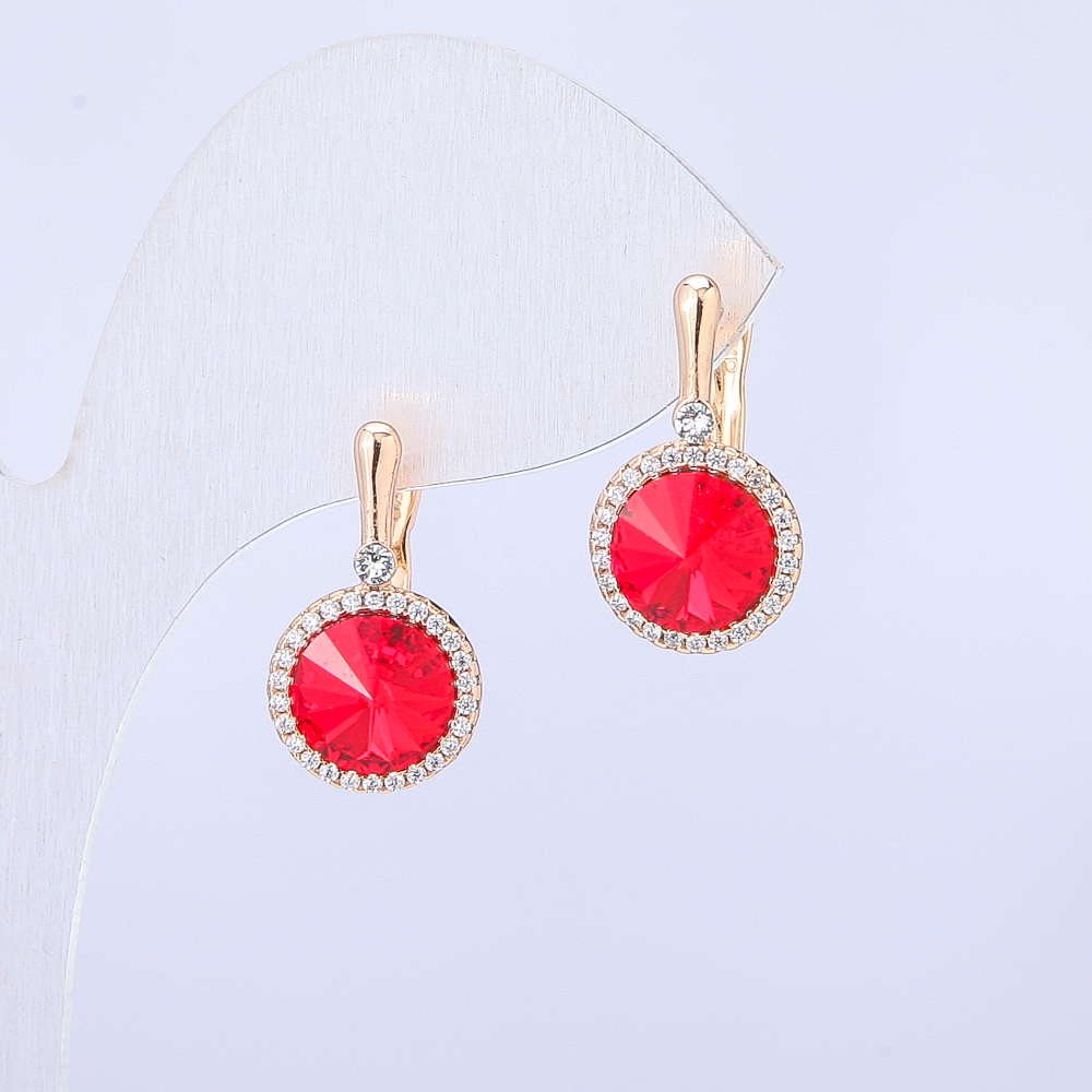 Xuping Earrings with 18K Gold Plating, Swarovski Crystals and White Rhinestones, Diameter 19x10 mm +