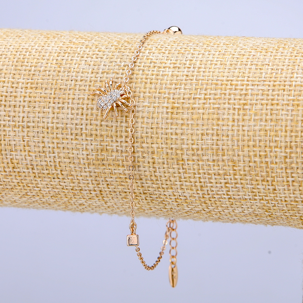 Xuping 18K Gold-Plated Bracelet with White Crystals, 1 mm Thick, Length 18–21 cm