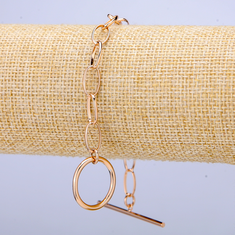Xuping 18K Gold-Plated Bracelet, 6mm Thick, 17 cm Length