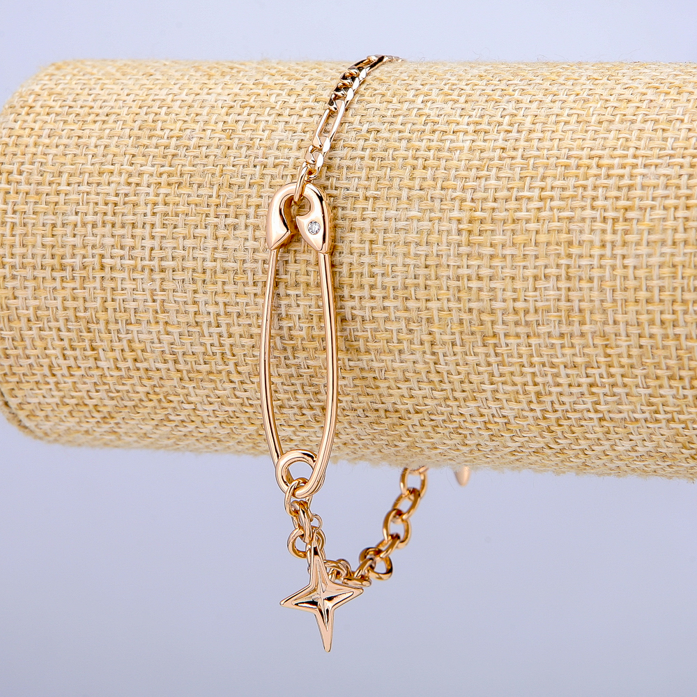 Xuping Bracelet 18K Gold Plating with White Crystal, thickness 4.8 mm + -, length 20 cm +