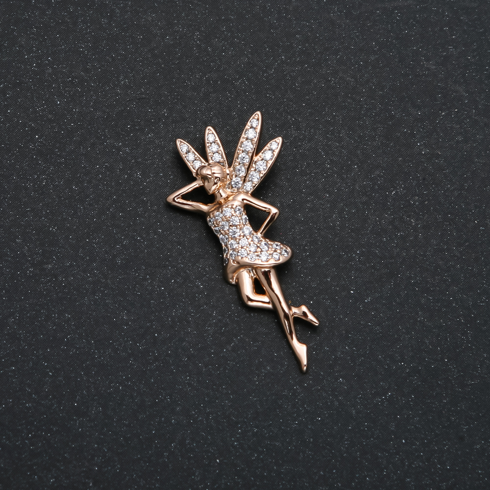 Xuping Pendant with 18K Gold Plating, 'Fairy' with White Crystals, diameter 30x14 mm +