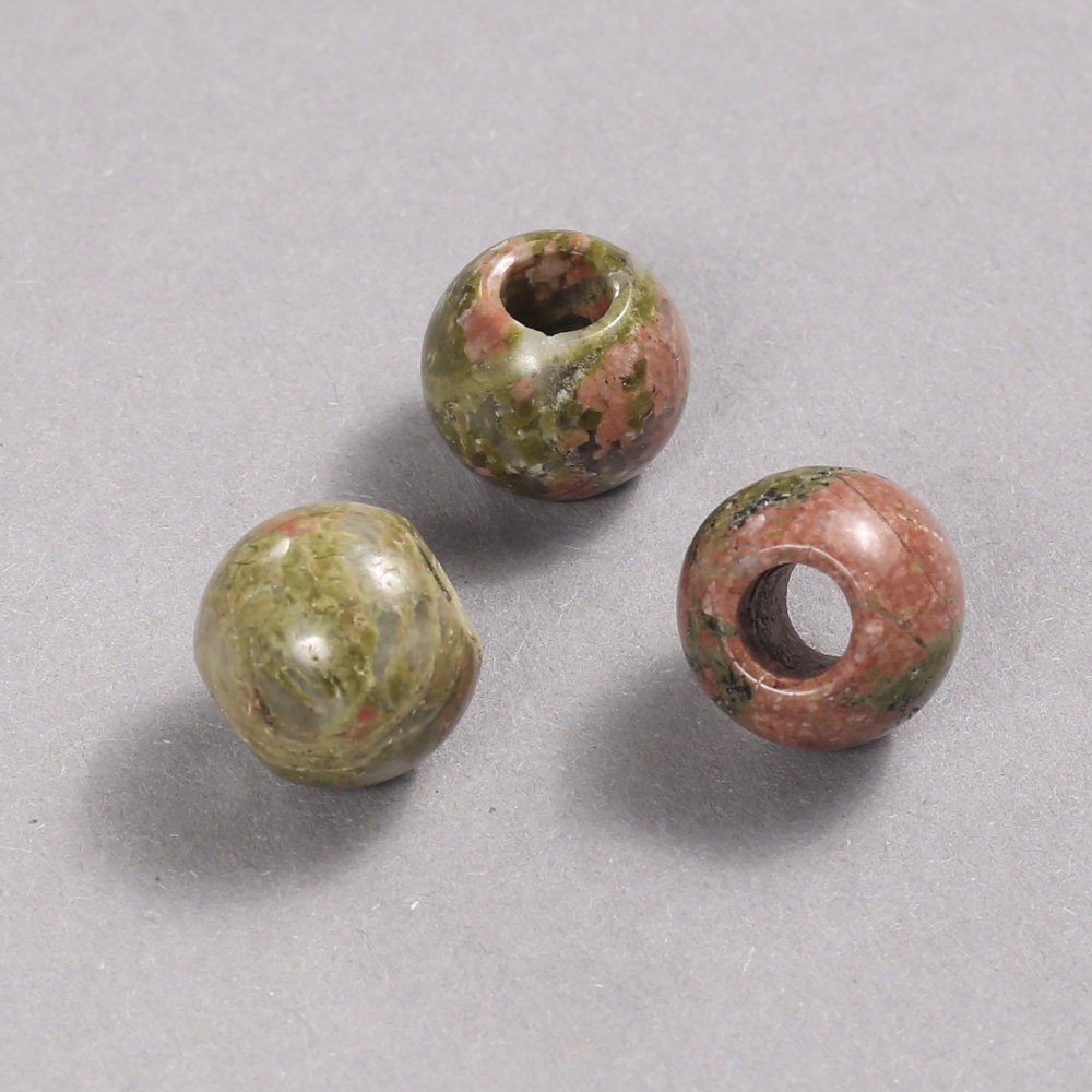 Pandora bead natural stone Unakite Jasper 12x10mm, hole diameter 5mm +