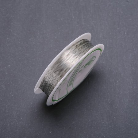 Silver-colored jewelry wire, diameter 0.2 mm, spool, length 45 m (±)